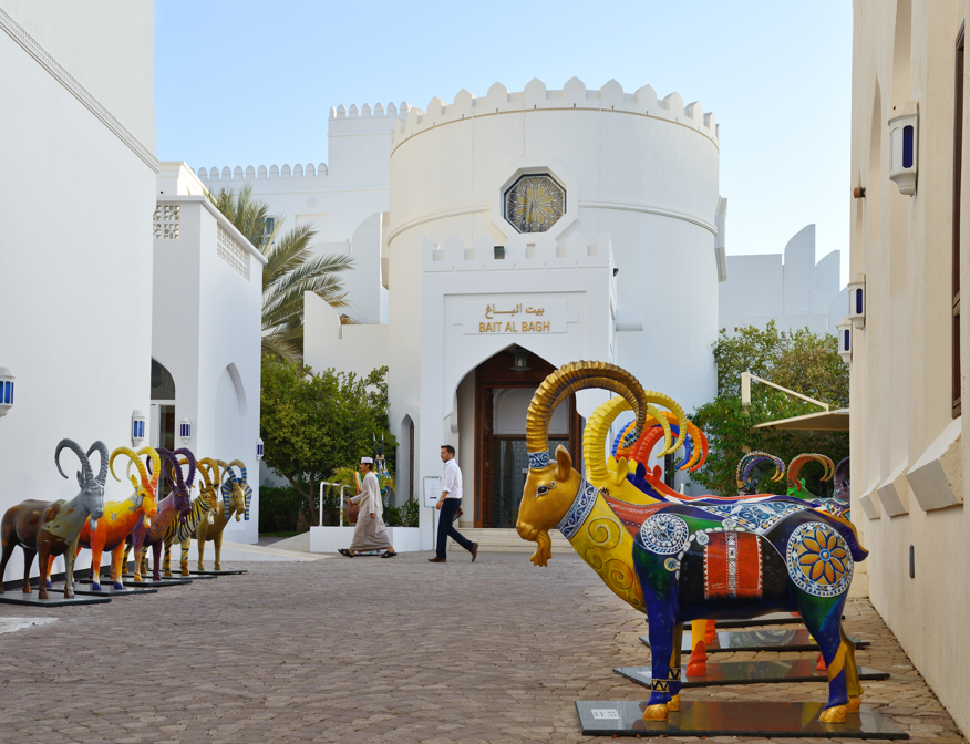 Muscat Oryx Sculptures In A Row At Bait Al Zubair Museum, Muscat, Oman 1
